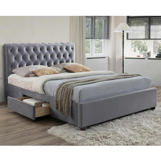 Marlow Fabric Storage Super King Bed In Grey Velvet_2