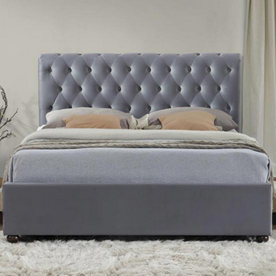 Marlow Fabric Storage Super King Bed In Grey Velvet_3