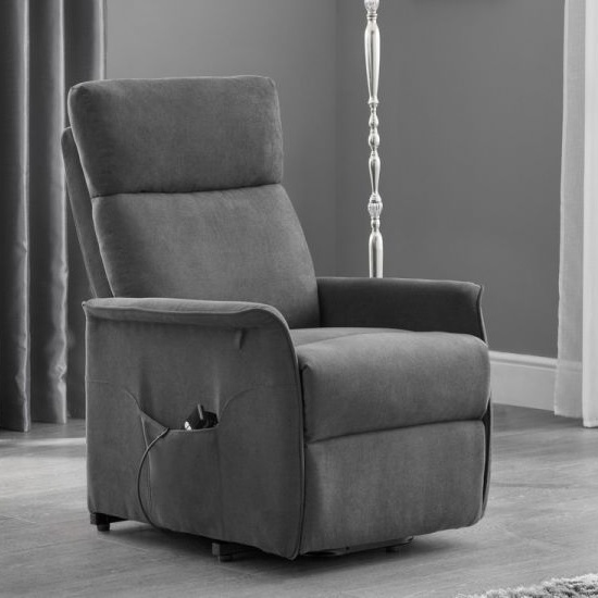 Photo of Hanae rise and recline chair in charcoal grey velvet