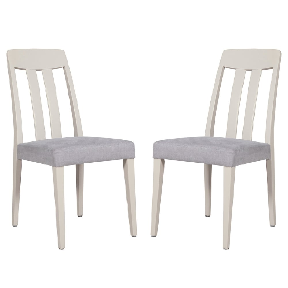 Read more about Mainz taupe wooden dining chairs with fabric seat in pair