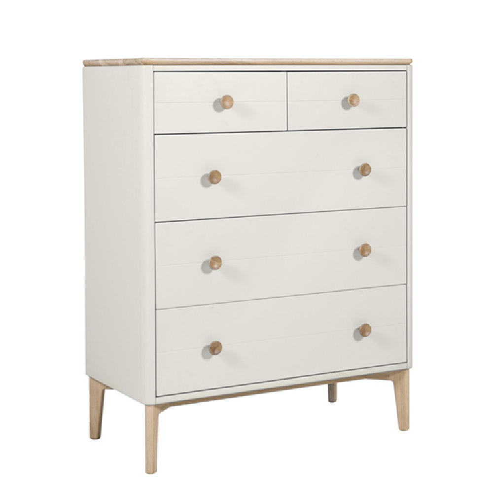 Mainz Wooden Chest Of 5 Drawers In Taupe