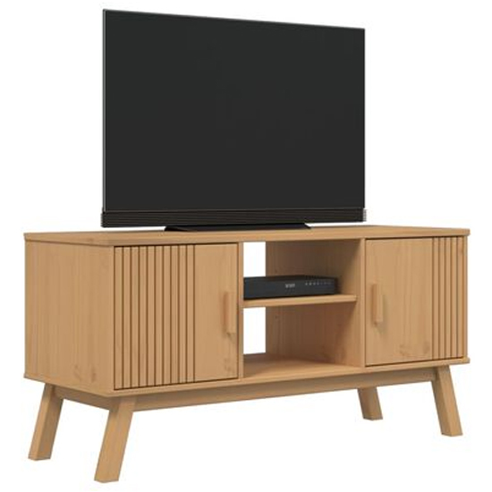 Marlow Wooden TV Stand With 2 Doors In Brown