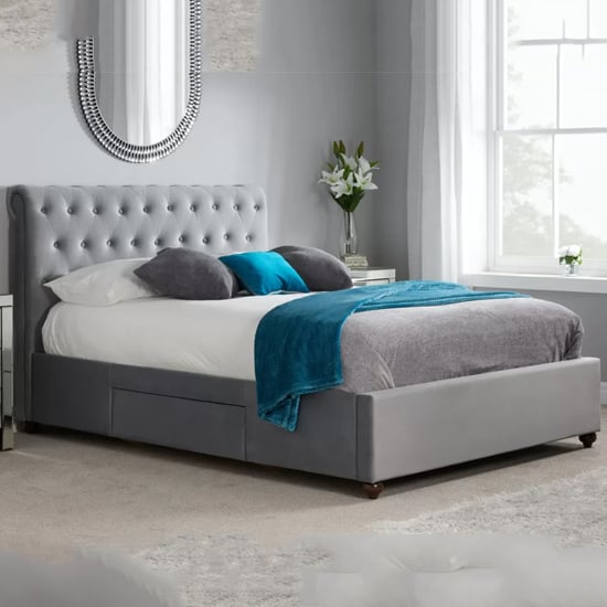 Product photograph of Marlowe Fabric Storage Double Bed In Grey from Furniture in Fashion