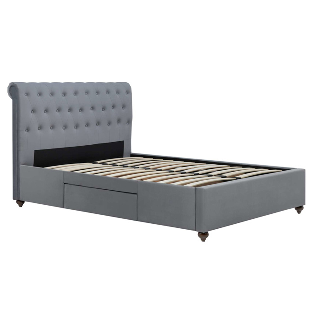 Marlowe Fabric Super King Size Bed With 2 Drawers In Grey