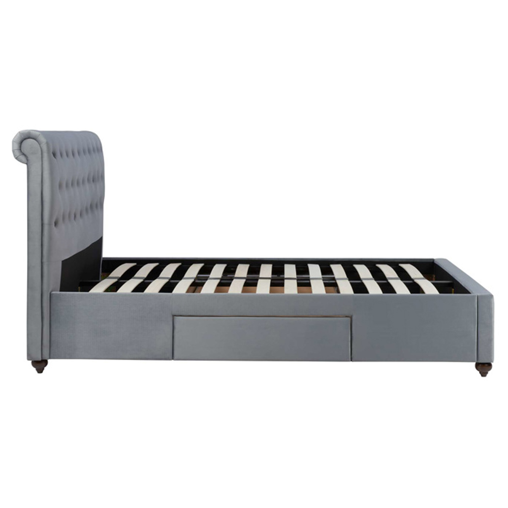 Marlowe Fabric Super King Size Bed With 2 Drawers In Grey