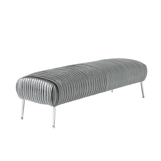 Marlox Velvet Seating Bench In Charcoal With Chrome Legs