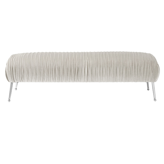 Marlox Velvet Seating Bench In Grey With Chrome Legs_2