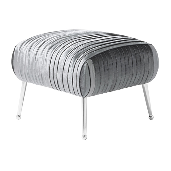 Product photograph of Marlox Velvet Stool In Charcoal With Chrome Legs from Furniture in Fashion