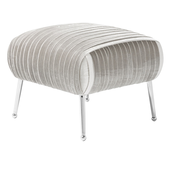 Marlox Velvet Stool In Grey With Chrome Legs