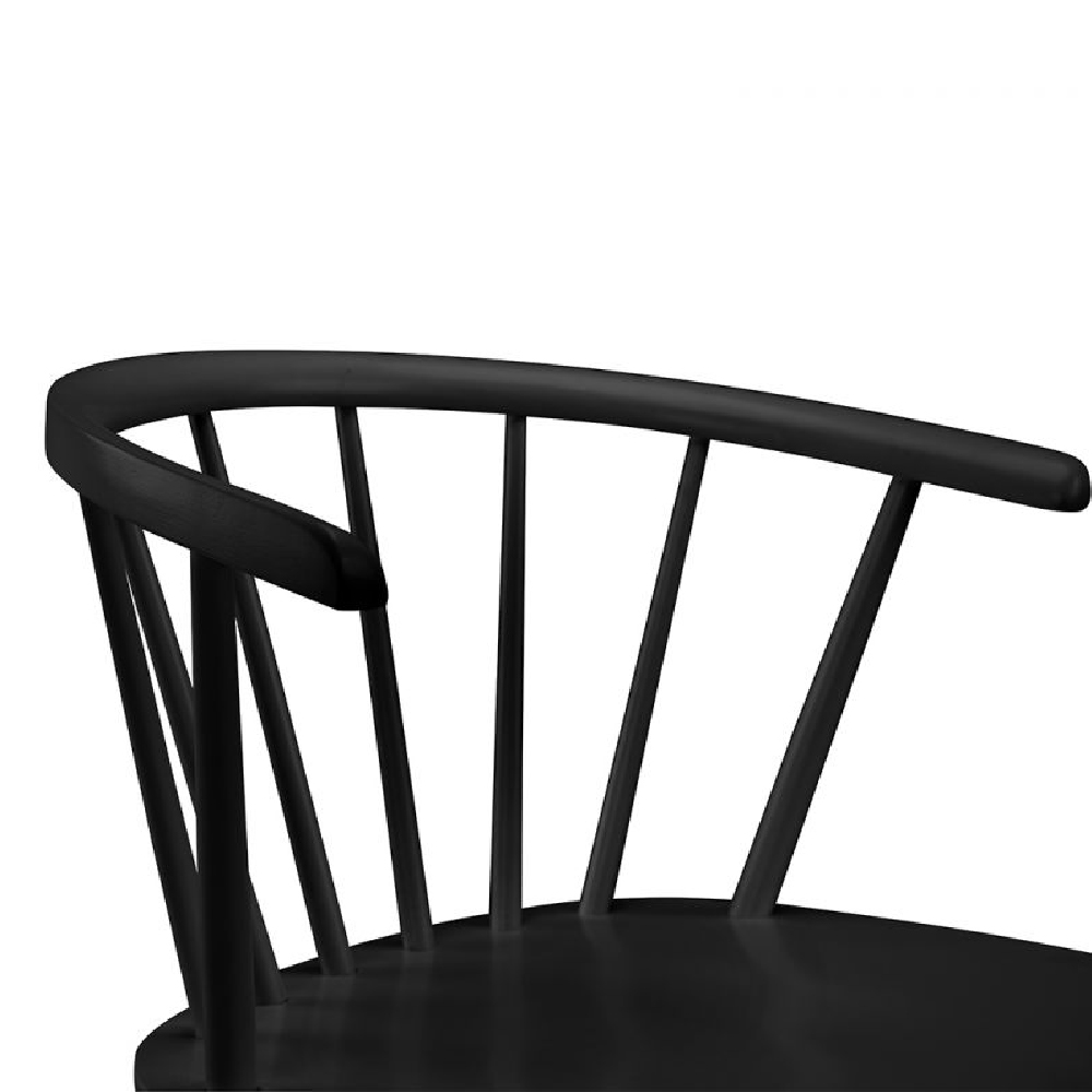Marne Black Wooden Dining Chairs With Curved Back In Pair