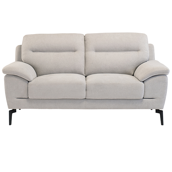 Marne Fabric 2 Seater Sofa In Light Grey With Black Metal Legs