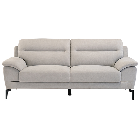 Marne Fabric 3 Seater Sofa In Light Grey With Black Metal Legs