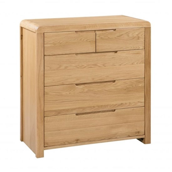 Camber Wooden Tall Chest Of Drawers In Waxed Oak Finish_1