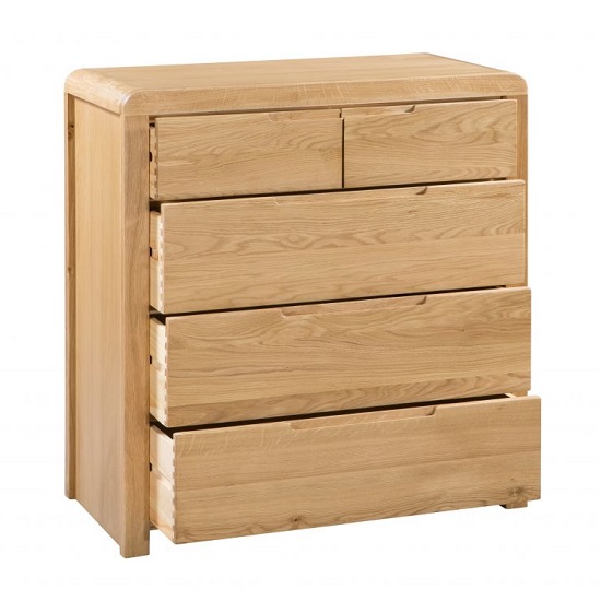 Camber Wooden Tall Chest Of Drawers In Waxed Oak Finish