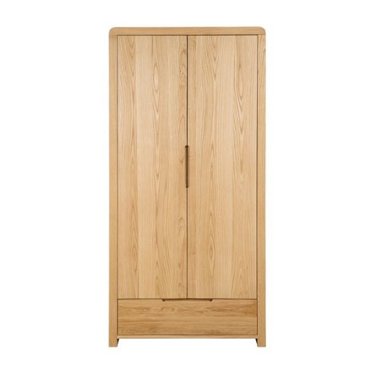 Camber Wooden Wardrobe In Waxed Oak With Two Doors