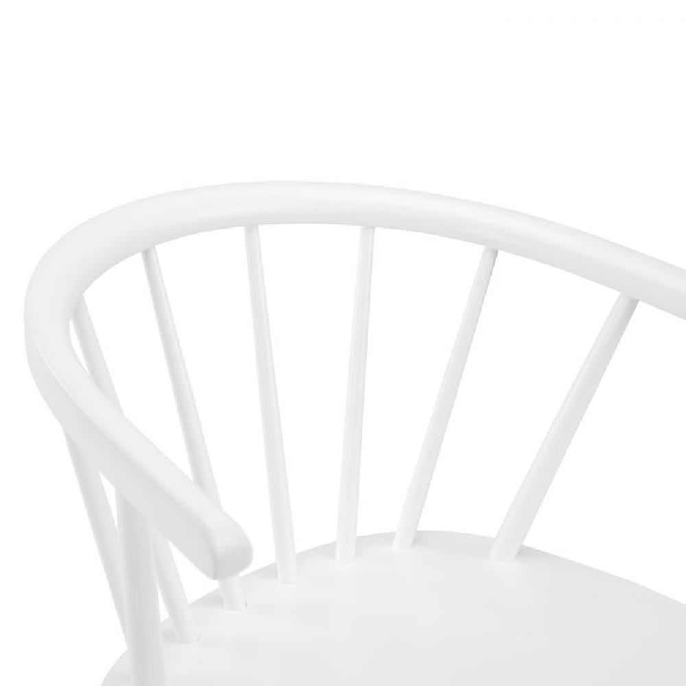 Marne White Wooden Dining Chairs With Curved Back In Pair