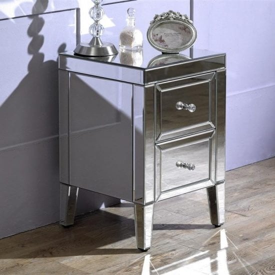 Photo of Marnie mirrored bedside cabinet with 2 drawers