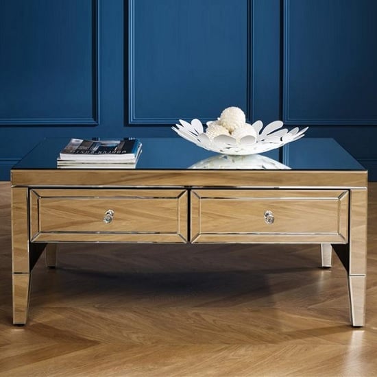 Marnie Mirrored Rectangular Coffee Table With 2 Drawers