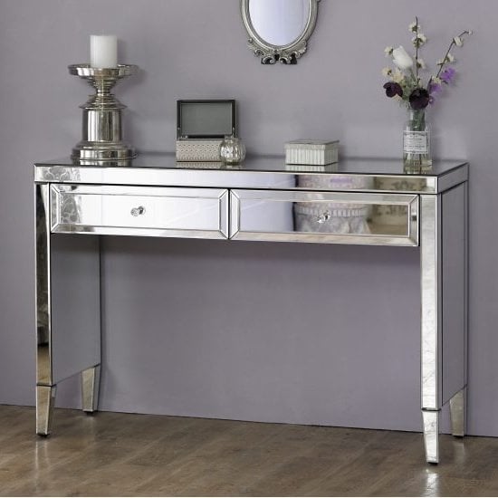 View Marnie rectangular mirrored dressing table with 2 drawers