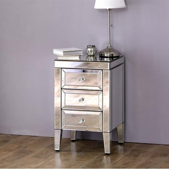 Marnie Mirrored Bedside Cabinet With 3 Drawers_1
