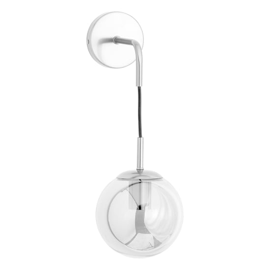 Read more about Marnier smoked glass globe wall hanging pendant light in silver