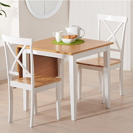 Maro Extending Oak And White Dining Table With 2 Chertan Chairs