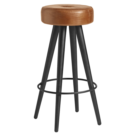 Maror Bruciato Tan Genuine Leather Bar Stools In Pair