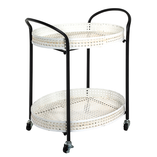 Photo of Marostica metal serving trolley on castors in cream and black