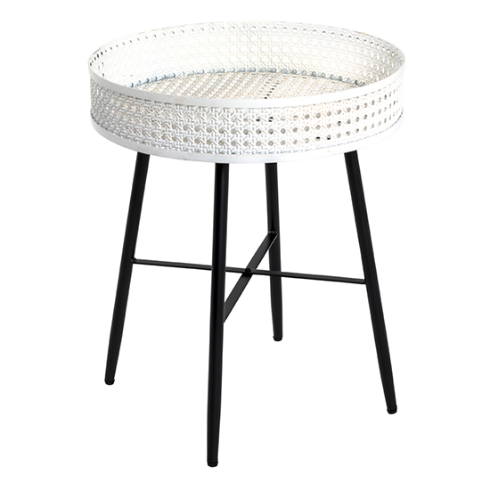 Marostica Round Large Side Table Cream With Black Metal Legs