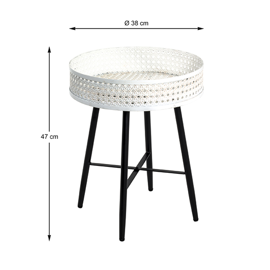 Marostica Round Small Side Table Cream With Black Metal Legs_3