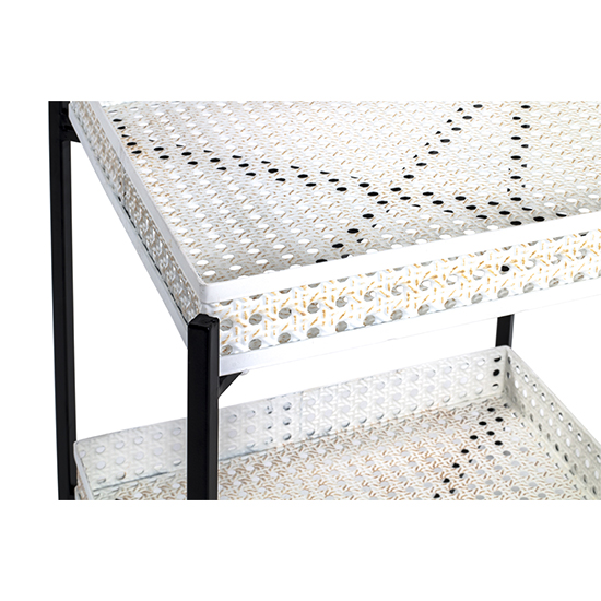 Marostica Square Side Table Cream With Black Metal Legs
