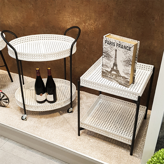 Marostica Square Side Table Cream With Black Metal Legs