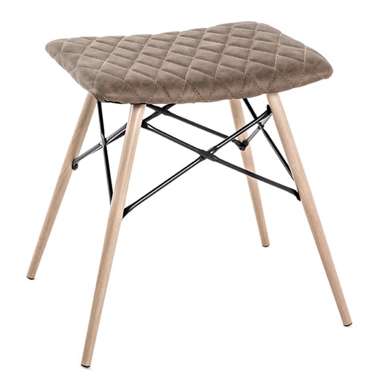 Marostica Synthetic Leather Stool In Brown With Beech Legs