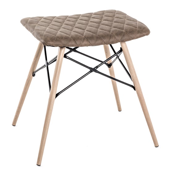 Read more about Marostica synthetic leather stool in brown with beech legs