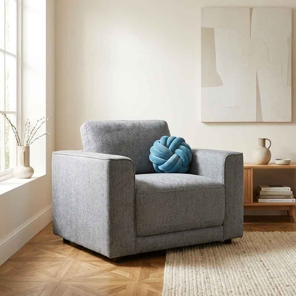 Marqen Fabric 1 Seater Sofa in Grey
