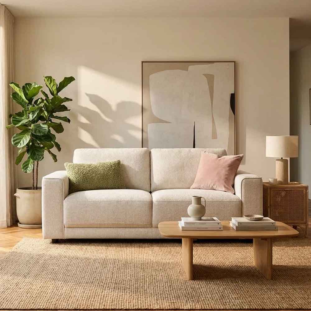 Marqen Fabric 2 Seater Sofa in Light Beige