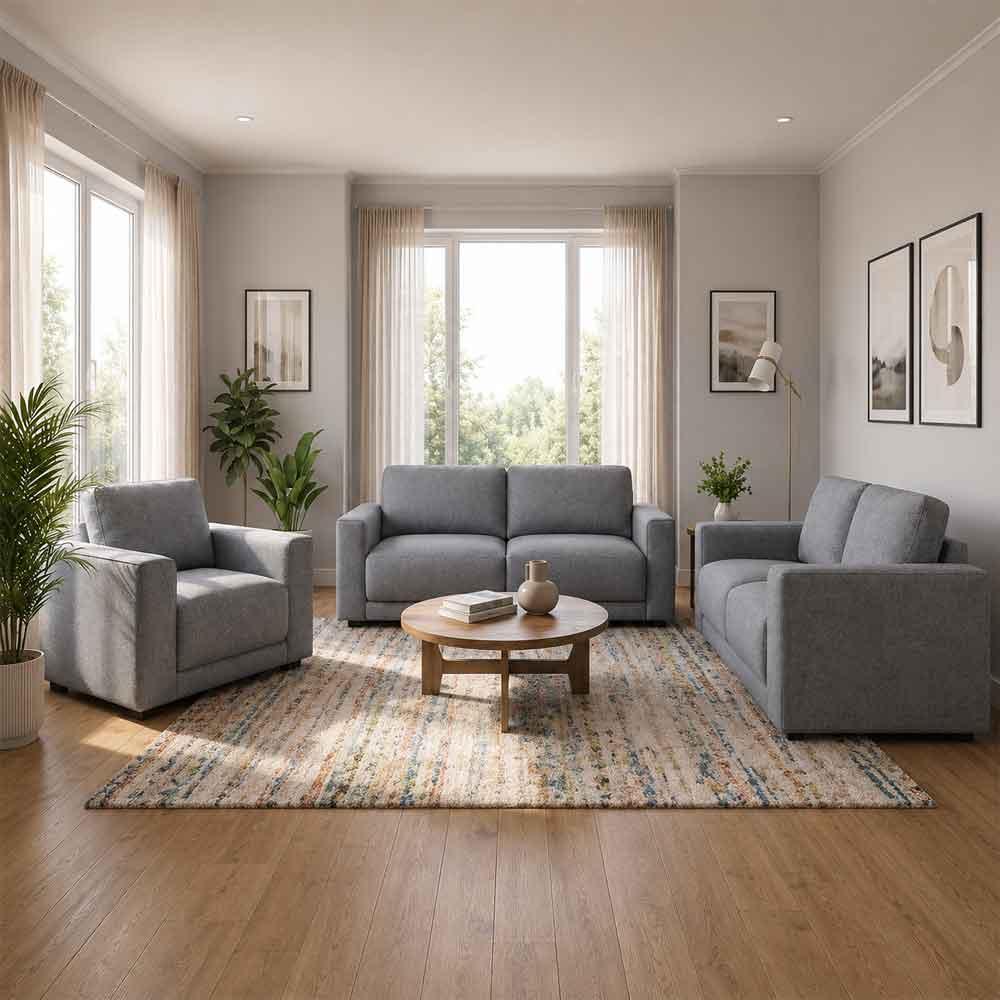 Marqen Fabric 3+2+1 Seater Sofa Set in Grey