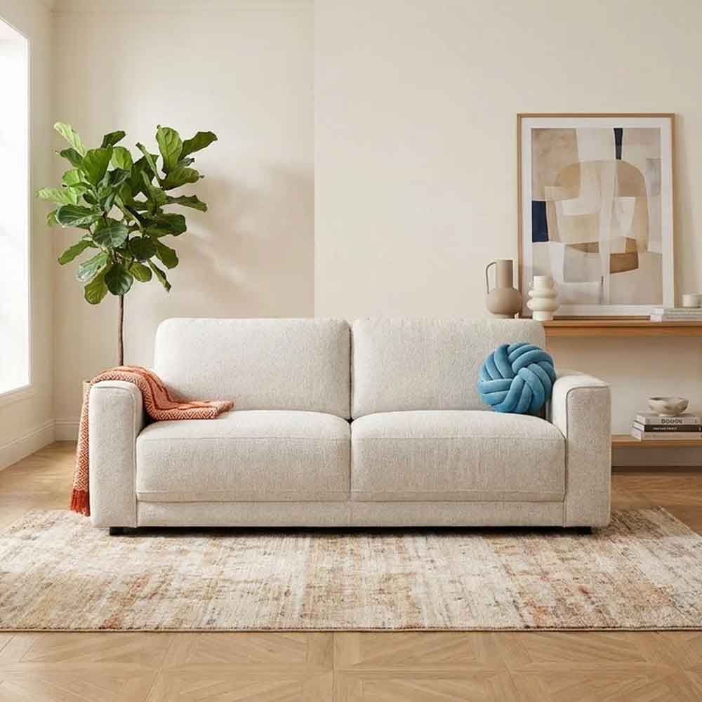 Marqen Fabric 3 Seater Sofa in Light Beige