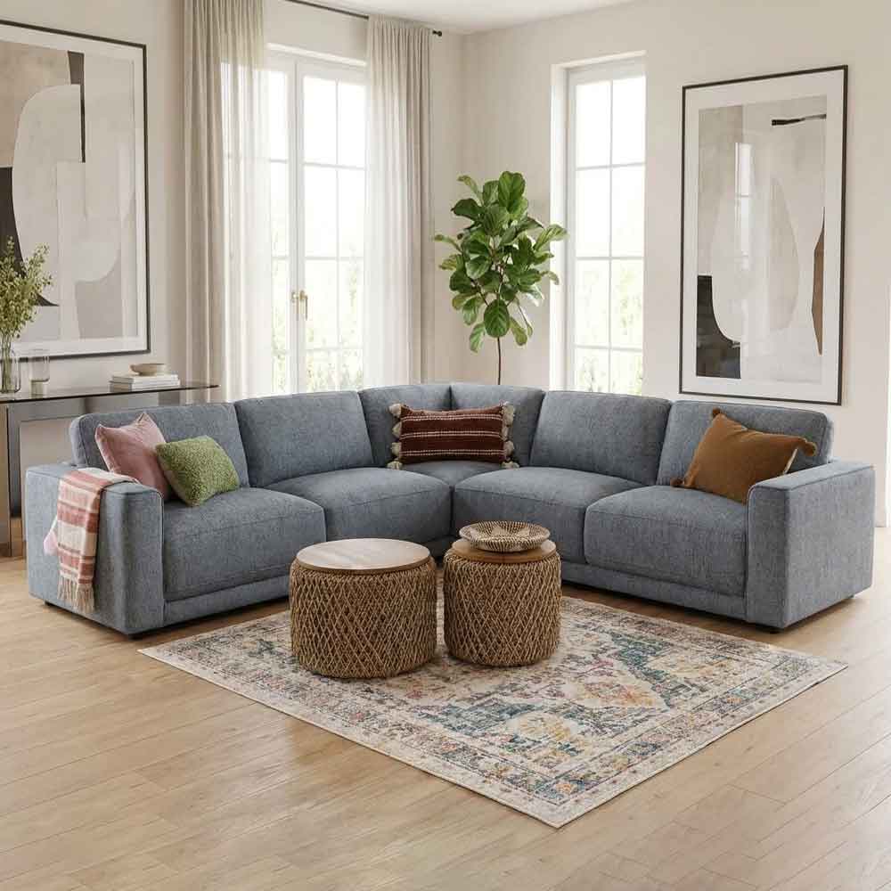 Marqen Fabric Corner Sofa in Grey
