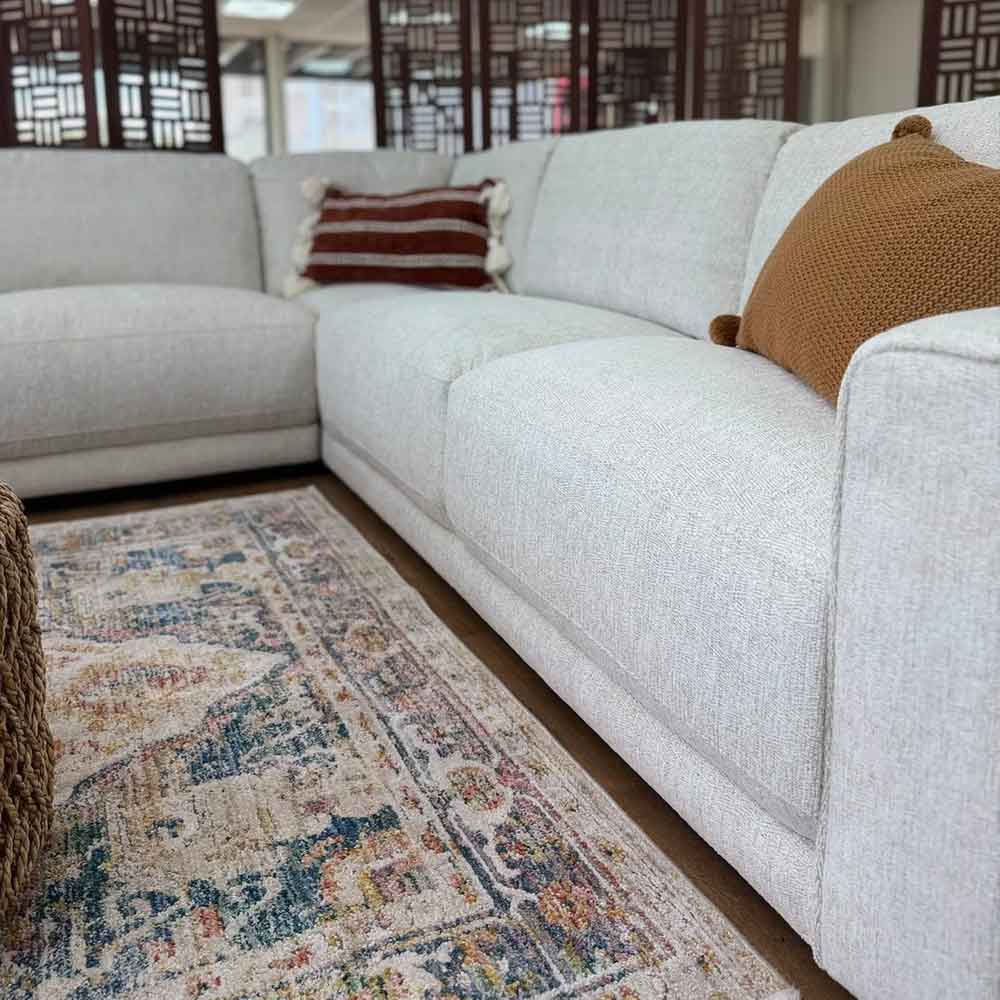 Marqen Fabric Corner Sofa in Light Beige