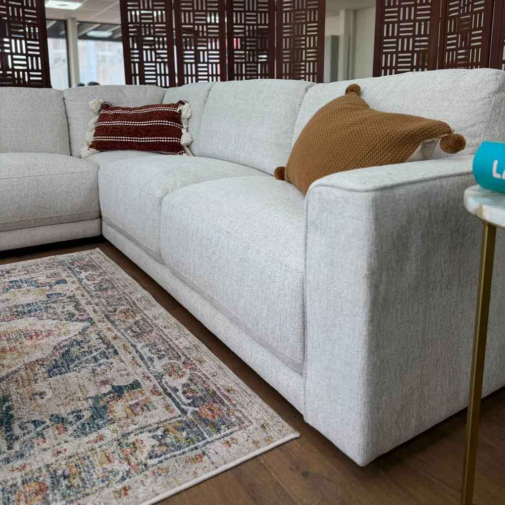 Marqen Fabric Corner Sofa in Light Beige