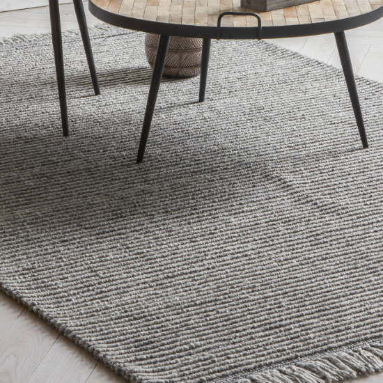 Read more about Marqos rectangular fabric rug in silver