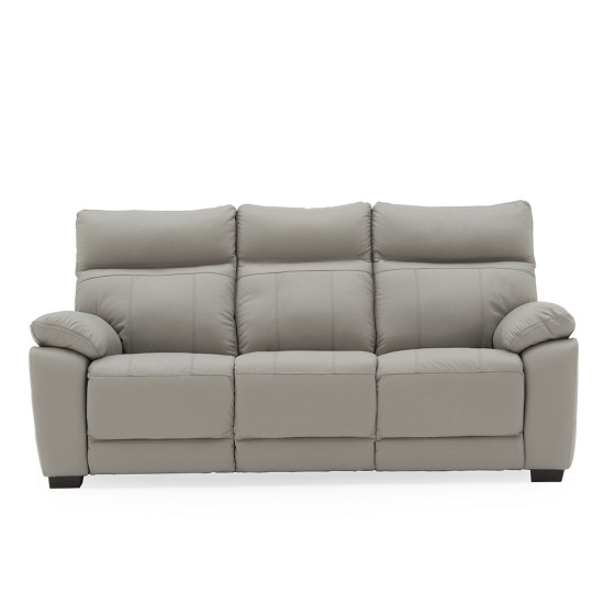 Posit Leather 3 Seater Sofa In Light Grey