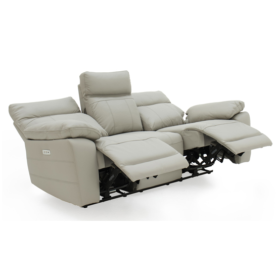 Marquess Electric Recliner Faux Leather 3 Seater Sofa In Grey_2