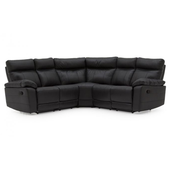 Marquess Electric Recliner Faux Leather Corner Sofa In Black