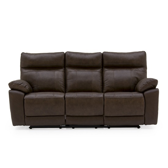 Posit Recliner Leather 3 Seater Sofa In Brown