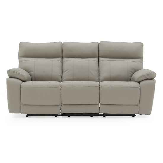Marquess Recliner 3 Seater Sofa In Light Grey Faux Leather