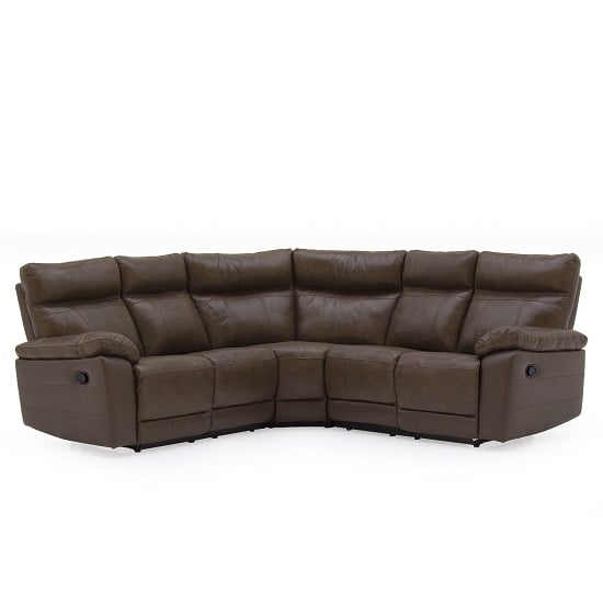 Marquess Recliner Corner Sofa In Brown Faux Leather Furniture in Fashion