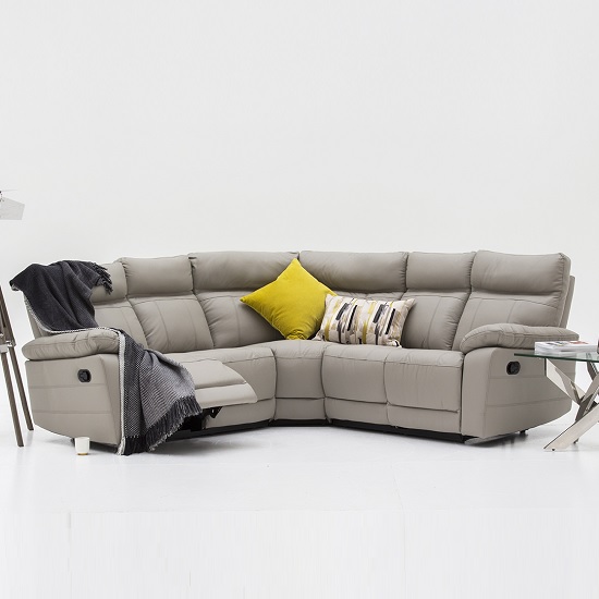 Marquess Recliner Corner Sofa In Light Grey Faux Leather Furniture Fashion Marquess Recliner Corner Sofa In Light, Duck Egg Blue Leather Corner Sofa