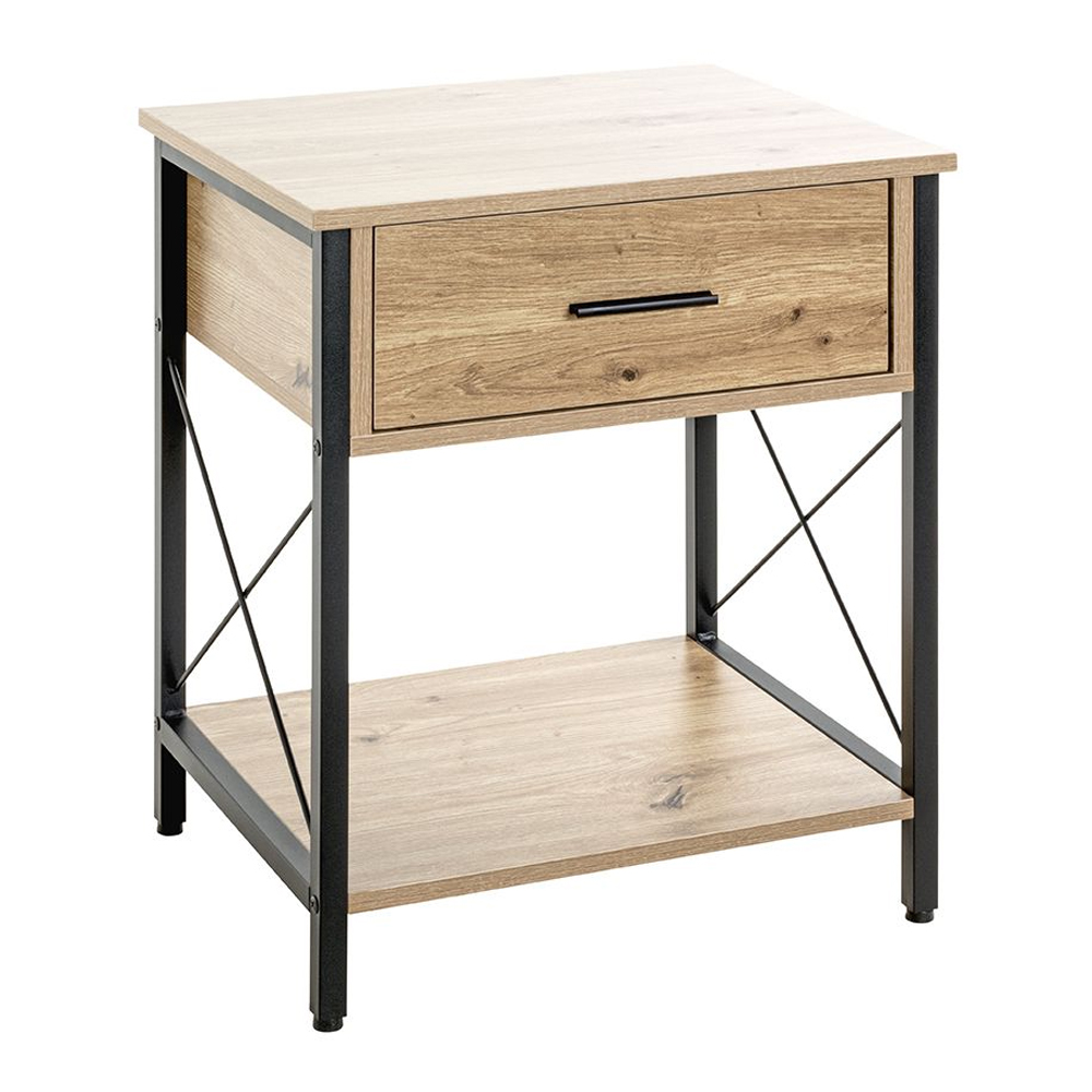 Marquette Wooden End Table With 1 Drawer In Oak And Black